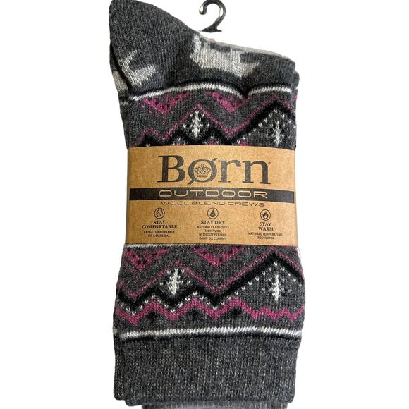 Born Outdoor 4 Pack Wool Blend Boot Socks - Picture 1 of 6